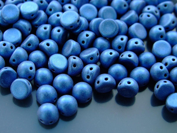 20x CzechMates Cabochon Czech Beads 7mm Metallic Suede Blue Beadacious