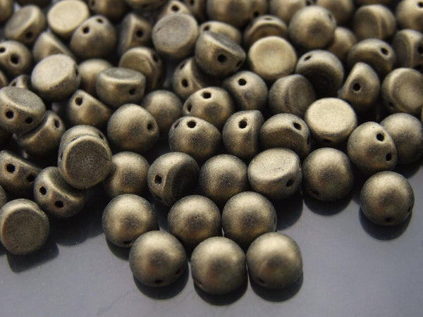 20x CzechMates Cabochon Czech Beads 7mm Metallic Suede Gold Beadacious