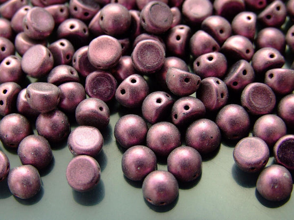 20x CzechMates Cabochon Czech Beads 7mm Metallic Suede Pink Beadacious