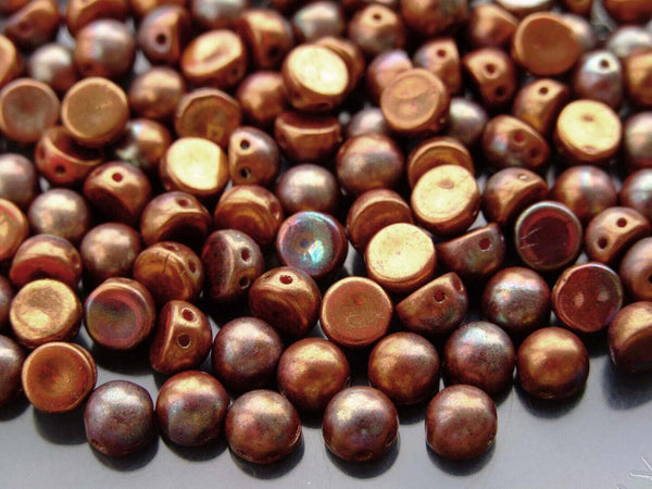 20x CzechMates Cabochon Czech Beads 7mm Opaque Red Bronze Vega Beadacious