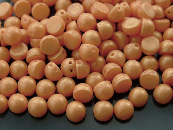 20x CzechMates Cabochon Czech Beads 7mm Pacifica Tangerine Beadacious