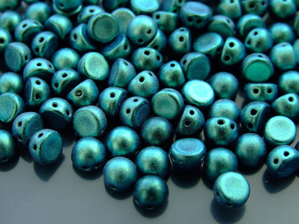 20x CzechMates Cabochon Czech Beads 7mm Polychrome Aqua Teal Beadacious