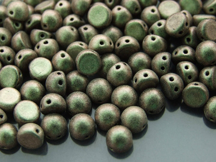 20x CzechMates Cabochon Czech Beads 7mm Polychrome Olive Mauve Beadacious