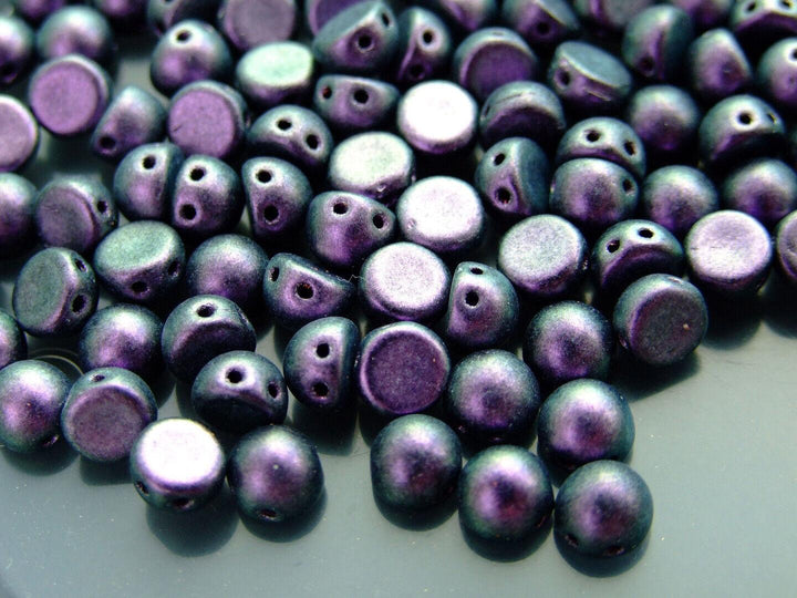 20x CzechMates Cabochon Czech Beads 7mm Polychrome Orchid Aqua Beadacious