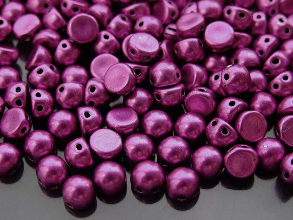 20x CzechMates Cabochon Czech Beads 7mm Sueded Gold Fuchsia Red Beadacious