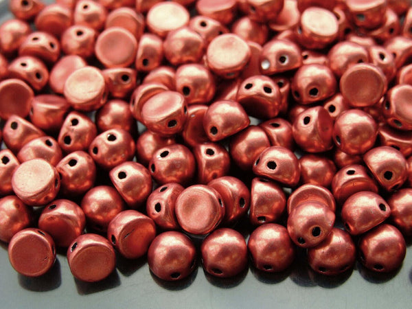 20x CzechMates Cabochon Czech Beads 7mm Sueded Gold Samba Red Beadacious