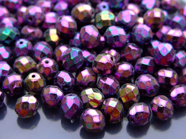 20x Fire Polished 8mm Czech Seed Beads Iris Purple Beadacious