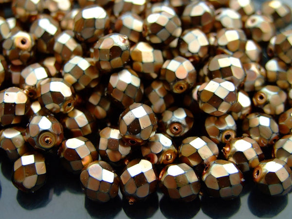 20x Fire Polished 8mm Czech Seed Beads Metallic Bronze Coated Beadacious