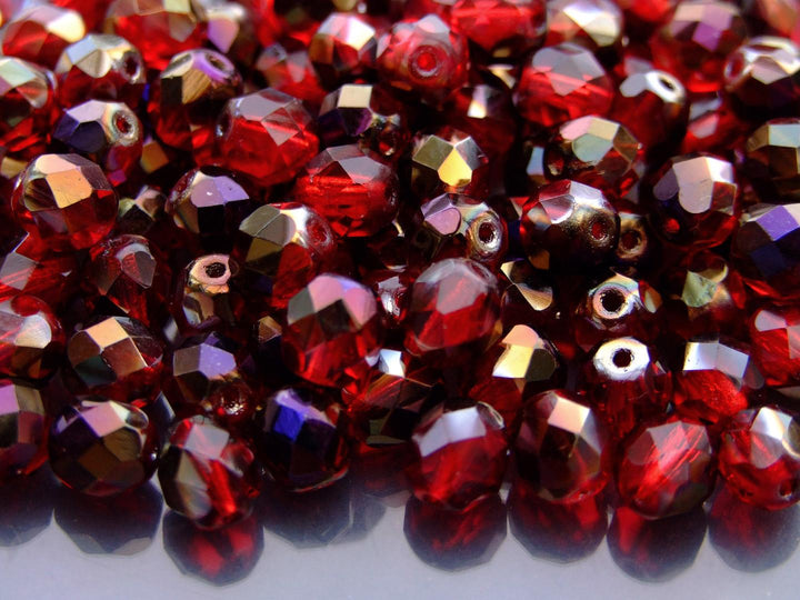 20x Fire Polished 8mm Czech Seed Beads Purple Iris Siam Ruby Beadacious