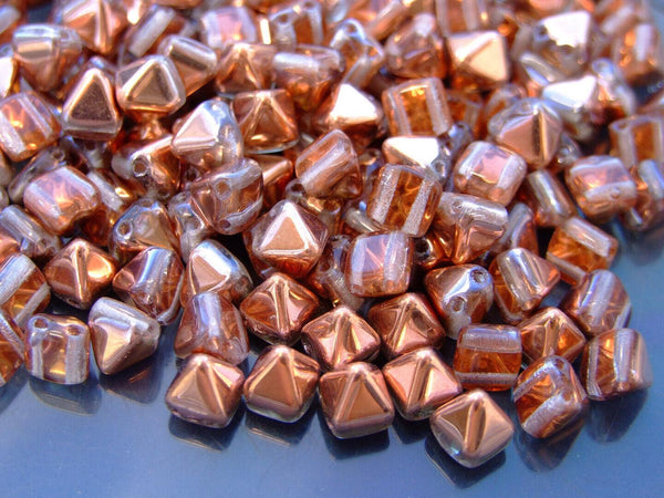 20x Pyramid Czech Seed Beads 6x6mm Gold Capri Beadacious