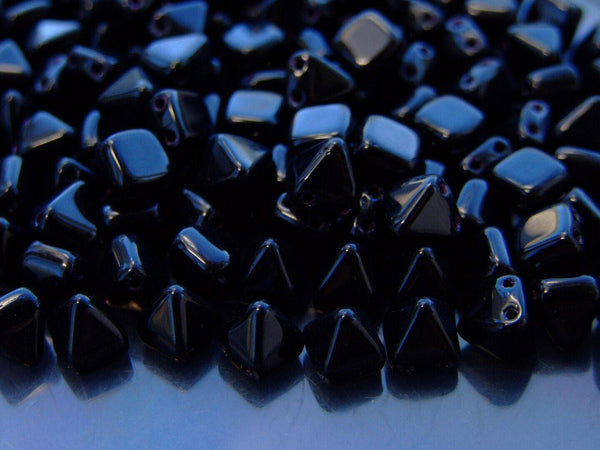20x Pyramid Czech Seed Beads 6x6mm Jet Beadacious