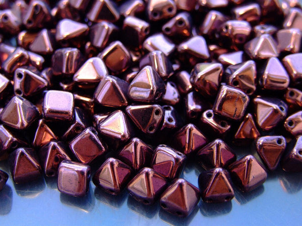 20x Pyramid Czech Seed Beads 6x6mm Luster Metallic Amethyst Jet Beadacious