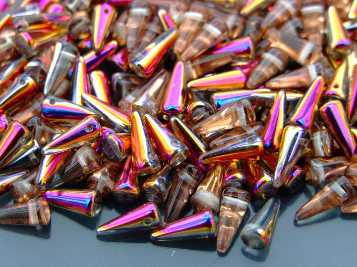 20x Spike/Cone Czech Seed Beads 4x10mm Crystal Sliperit Beadacious