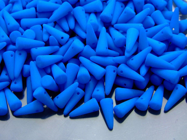 20x Spike/Cone Czech Seed Beads 4x10mm Neon Blue Beadacious