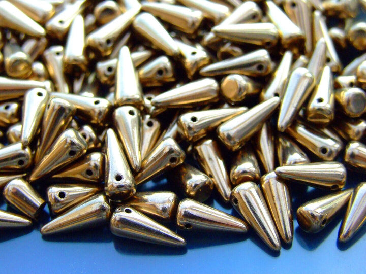 20x Spike/Cone Czech Seed Beads 5x13mm Bronze Beadacious