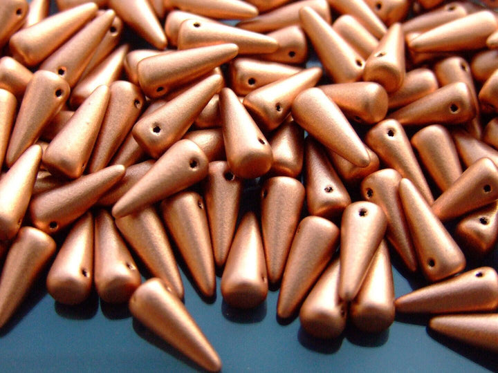 20x Spike/Cone Czech Seed Beads 5x13mm Matte Metallic Copper Beadacious