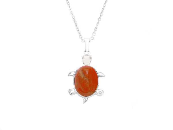 Red Jasper Turtle Natural Gemstone Pendant Necklace 50cm Healing Stone Chakra