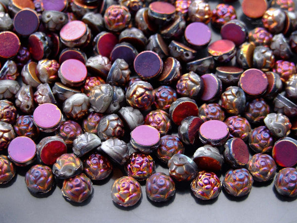 25x Cabochon Roseta Czech Beads 6mm Vacuum Plating Sliperit Full Beadacious