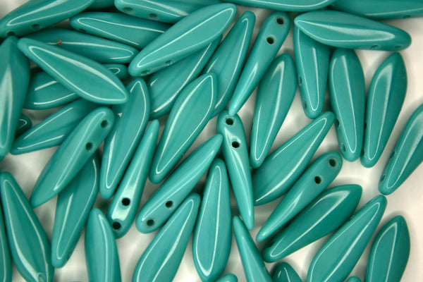 25x CzechMates Dagger Czech Beads 5x16mm Opaque Turquoise Beadacious