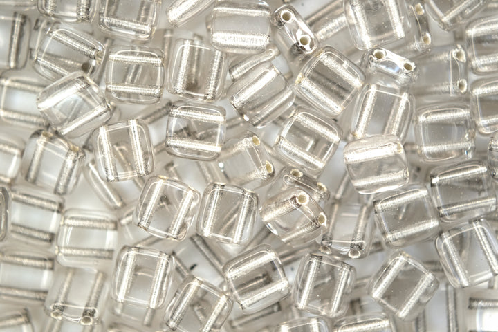 25x CzechMates Tile Czech Beads 6x6mm Crystal Silver Beadacious