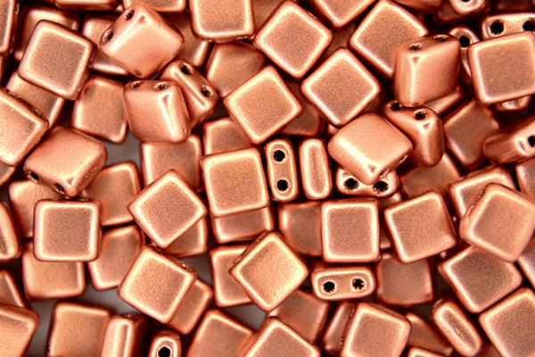 25x CzechMates Tile Czech Beads 6x6mm Matte Metallic Copper Beadacious