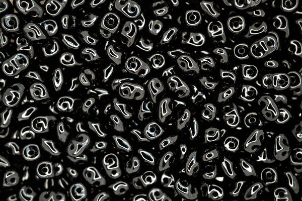 10g Czech SuperDuo Twin Beads Opaque Jet Black 23980