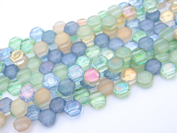 30x Honeycomb 6mm Czech Beads Beach Mix Beadacious