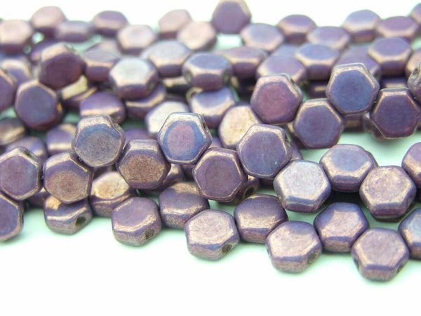 30x Honeycomb 6mm Czech Beads Chalk Vega Luster Beadacious