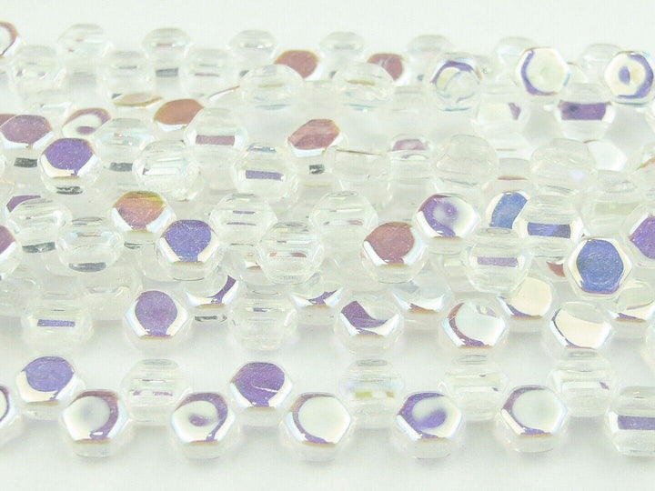 30x Honeycomb 6mm Czech Beads Crystal AB Beadacious