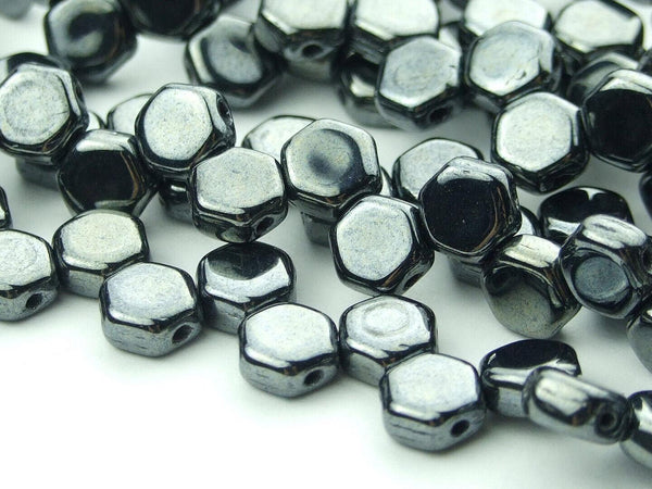 30x Honeycomb 6mm Czech Beads Gunmetal Beadacious