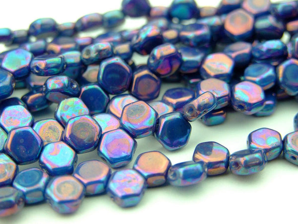 30x Honeycomb 6mm Czech Beads Hodge Podge Blue Nebula Beadacious