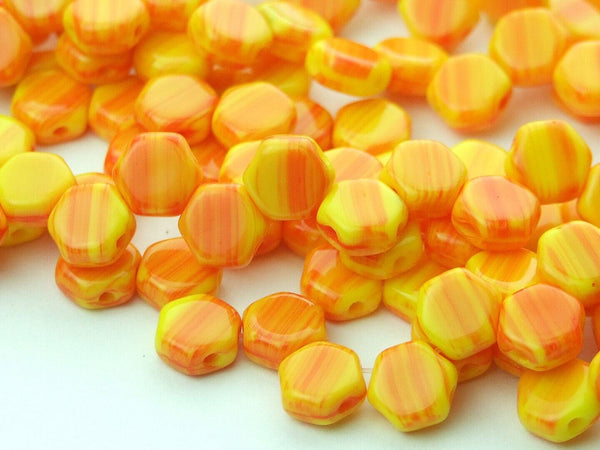 30x Honeycomb 6mm Czech Beads Hodge Podge Orange Beadacious