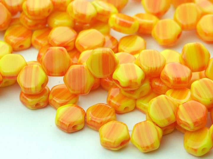 30x Honeycomb 6mm Czech Beads Hodge Podge Orange Beadacious