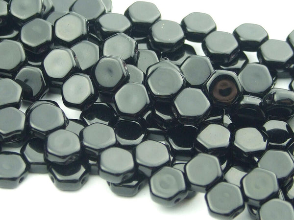 30x Honeycomb 6mm Czech Beads Jet Beadacious