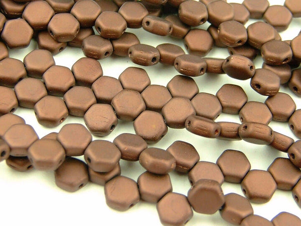 30x Honeycomb 6mm Czech Beads Jet Bronze Matte Beadacious