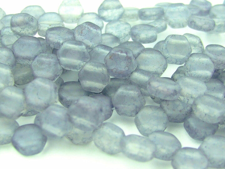 30x Honeycomb 6mm Czech Beads Matte Blue Luster Beadacious