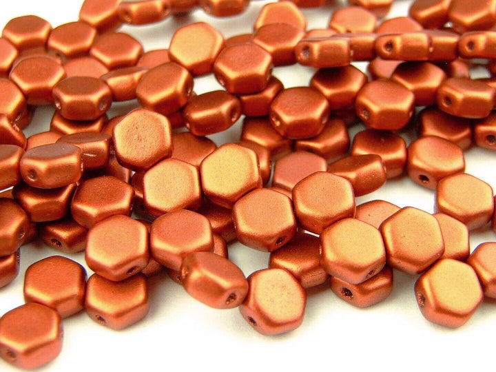 30x Honeycomb 6mm Czech Beads Matte Metallic Dark Copper Beadacious