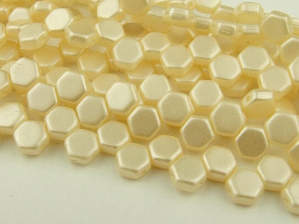 30x Honeycomb 6mm Czech Beads Pastel Cream Beadacious