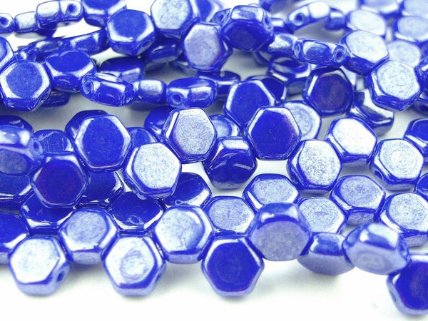 30x Honeycomb 6mm Czech Beads Royal Blue Luster Beadacious