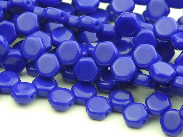 30x Honeycomb 6mm Czech Beads Royal Blue Opaque Beadacious