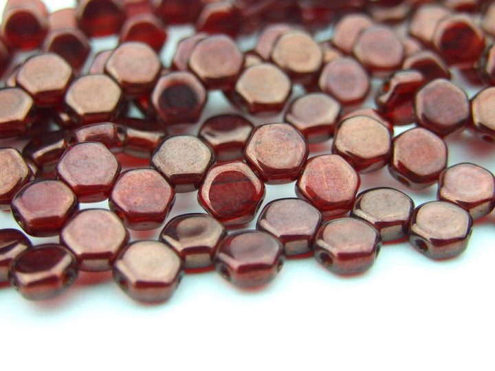 30x Honeycomb 6mm Czech Beads Ruby Red Wine Beadacious