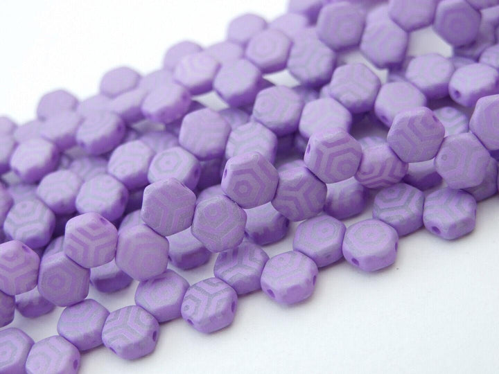 30x Honeycomb 6mm Czech Beads Silk Laser Silk Purple Violet  We Beadacious