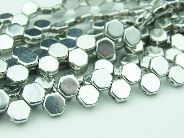 30x Honeycomb 6mm Czech Beads Silver Beadacious