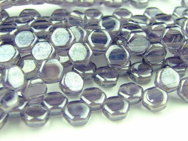 30x Honeycomb 6mm Czech Beads Tanzanite Luster Beadacious