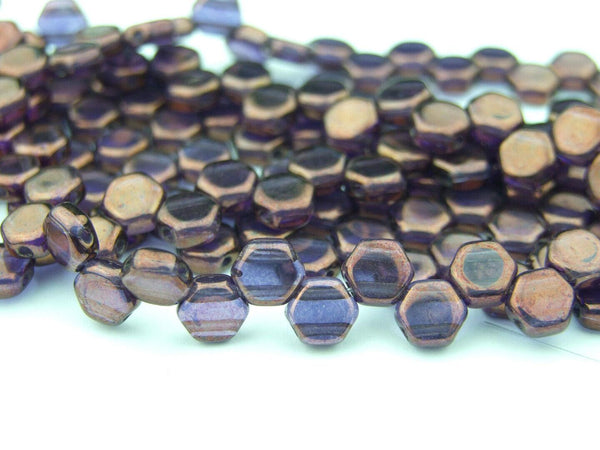 30x Honeycomb 6mm Czech Beads Transparent Tanzanite Vega Beadacious