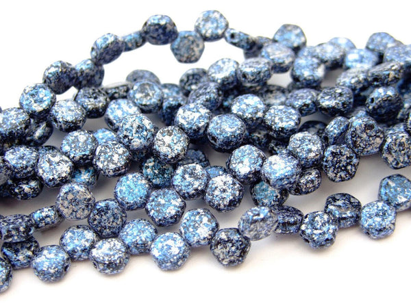 30x Honeycomb 6mm Czech Beads Tweedy Blue Beadacious