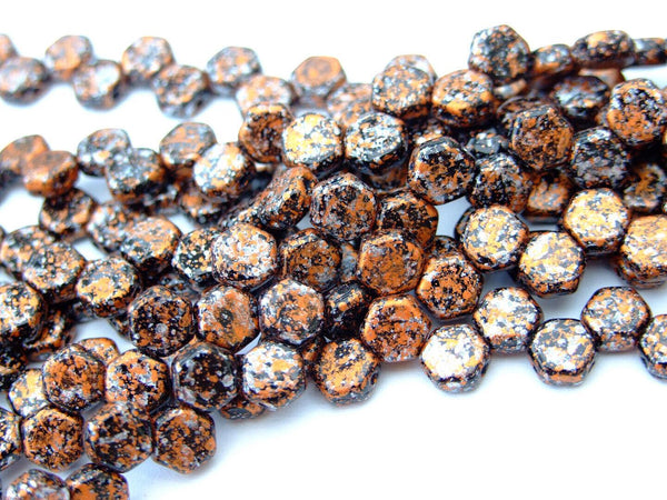 30x Honeycomb 6mm Czech Beads Tweedy Copper Beadacious