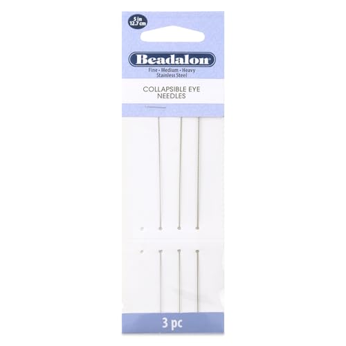 Beadalon Collapsible Eye Beading Needles 5inch Pack of 3 Assorted