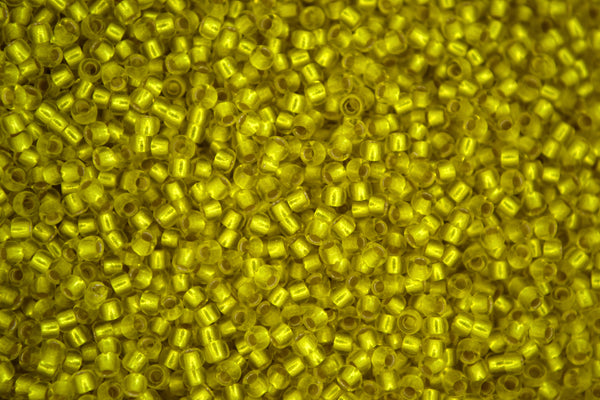 10g TOHO 11/0 Round Japanese Seed Beads 2mm 32F Silver Lined Frosted Lemon