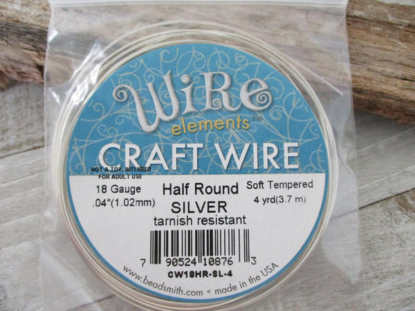 Beadsmith 16 Gauge Silver Plated Copper Craft Wire Half Round 4 Yards